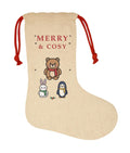 Christmas Stocking, Teddy Bear Bunny Penguin Burlap Stocking, Printed in the UK