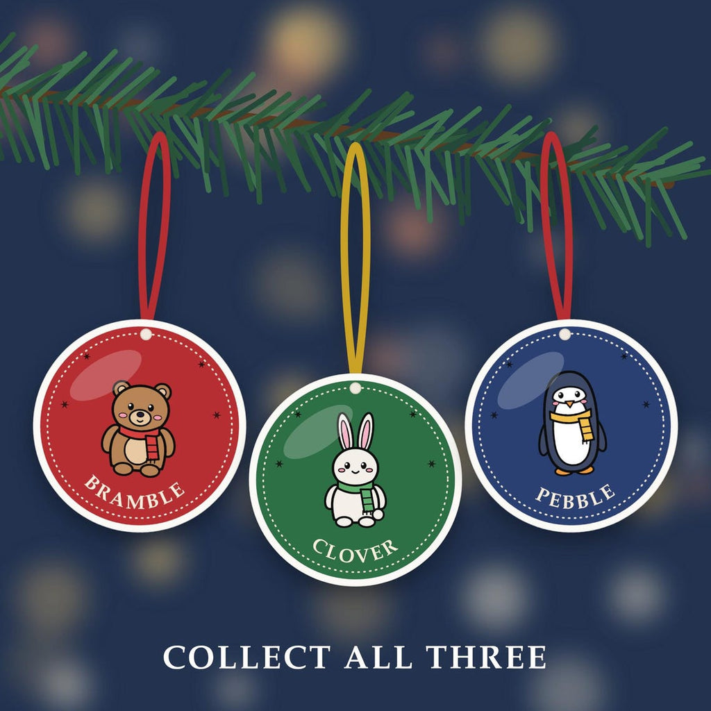 Teddy Bear Ornament, Ceramic Christmas Bauble Decoration, Bramble Bear, Printed in the UK