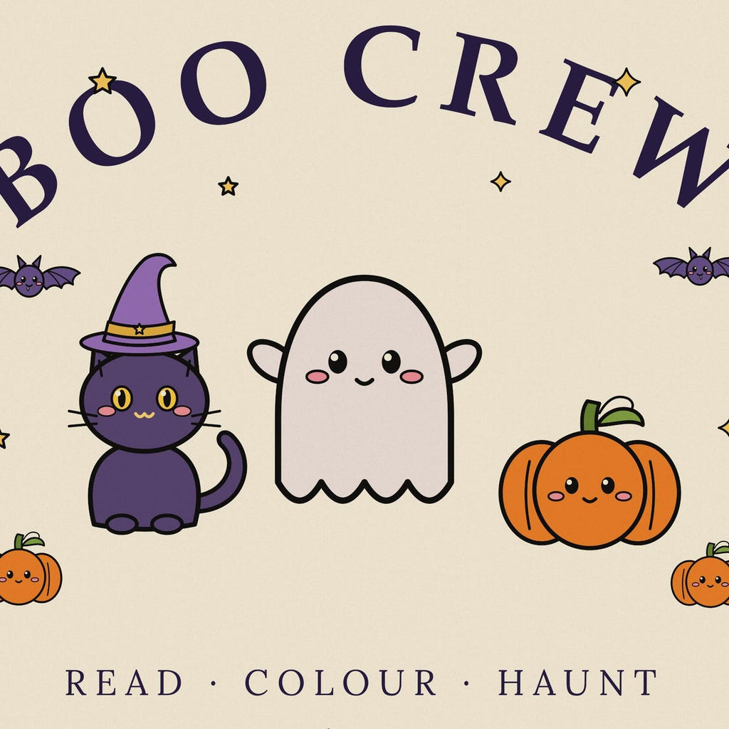 Boo Crew Halloween Tote Bag, Ghost, Cat, Pumpkin Cotton Bag (Printed in UK)