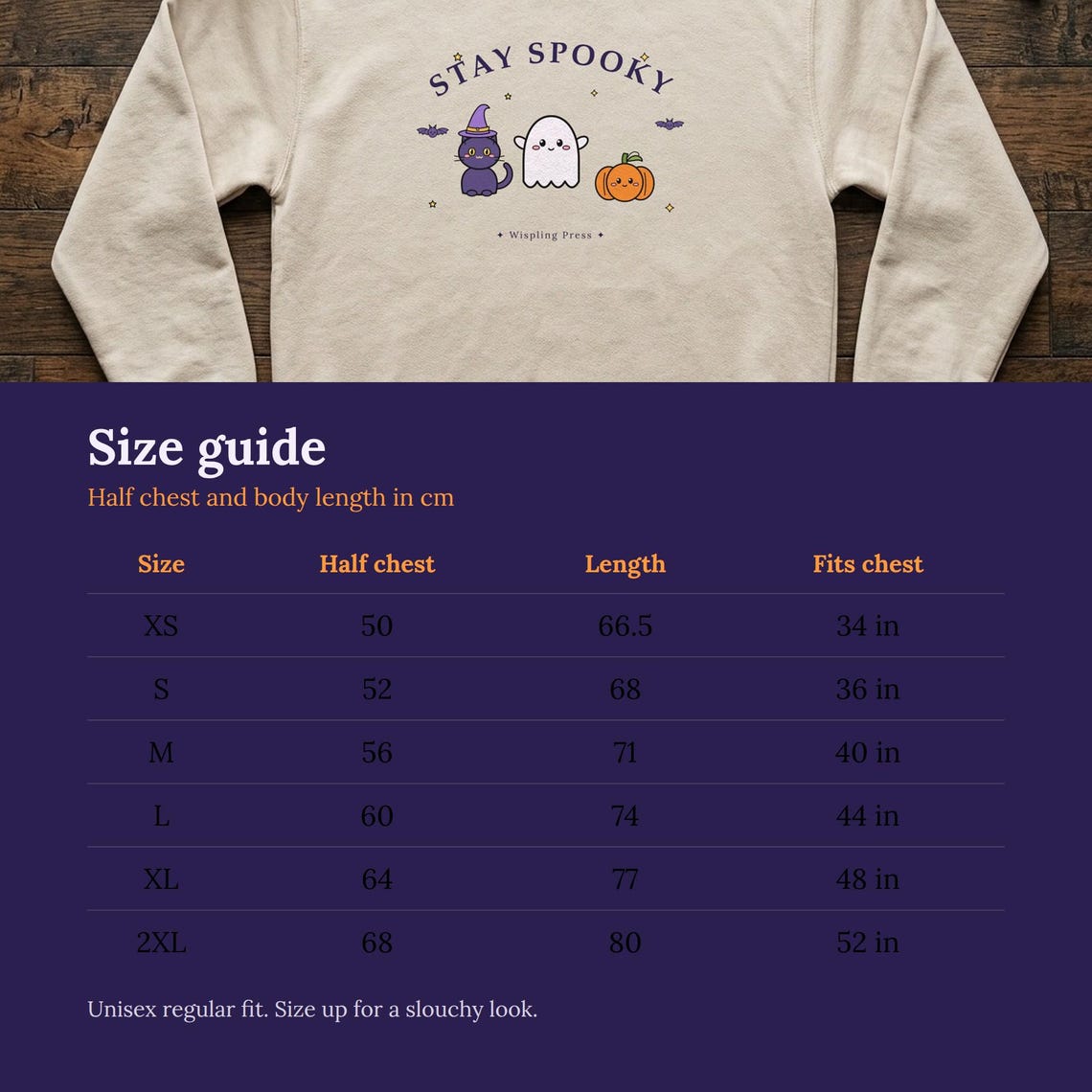 Stay Spooky Halloween Sweatshirt, Ghost Cat Pumpkin Crewneck (Printed UK)