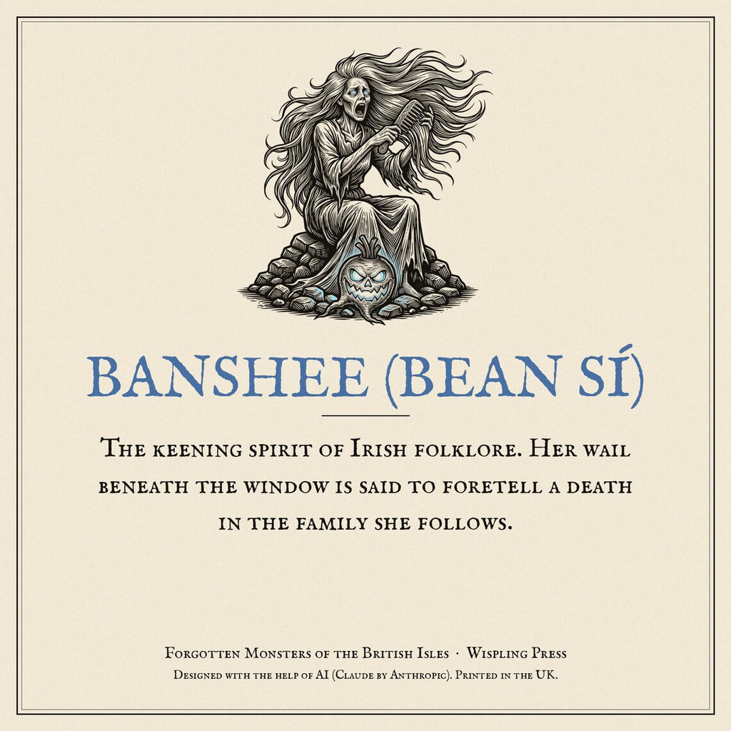 Banshee Bean Sí Halloween T-Shirt, Irish Folklore Woodcut Pr