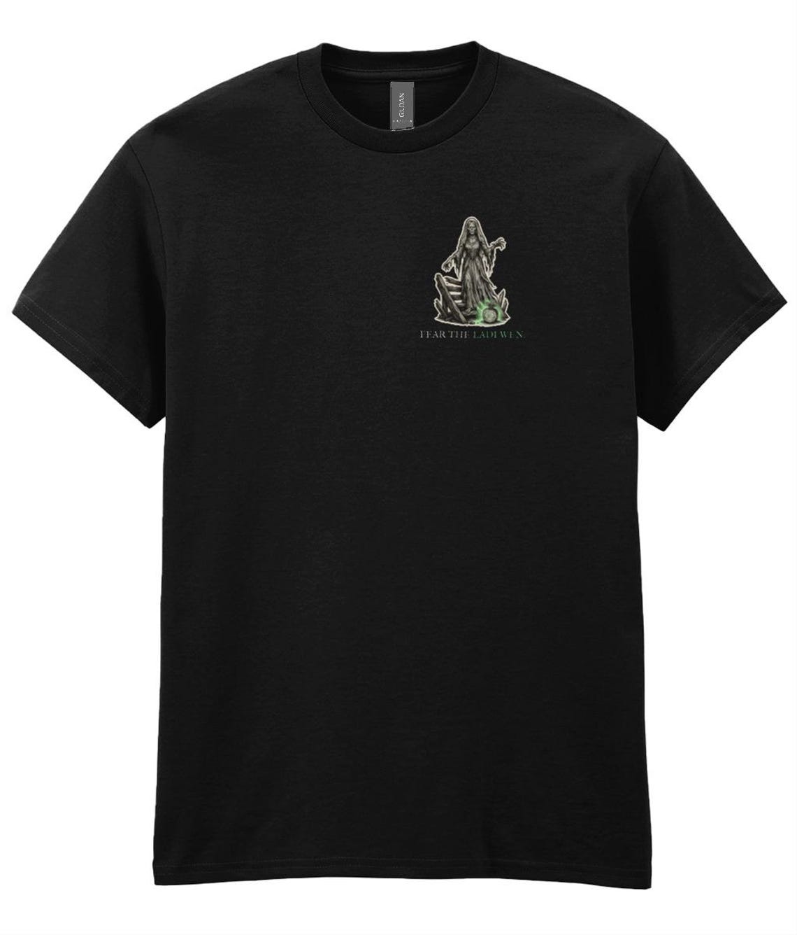White Lady Ladi Wen Halloween T-Shirt, Welsh Folklore Woodcu
