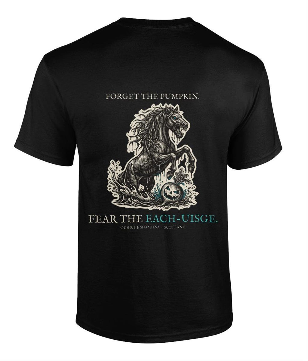 Each-Uisge Kelpie Halloween T-Shirt, Scottish Folklore Woodcut Print, Samhain Gift