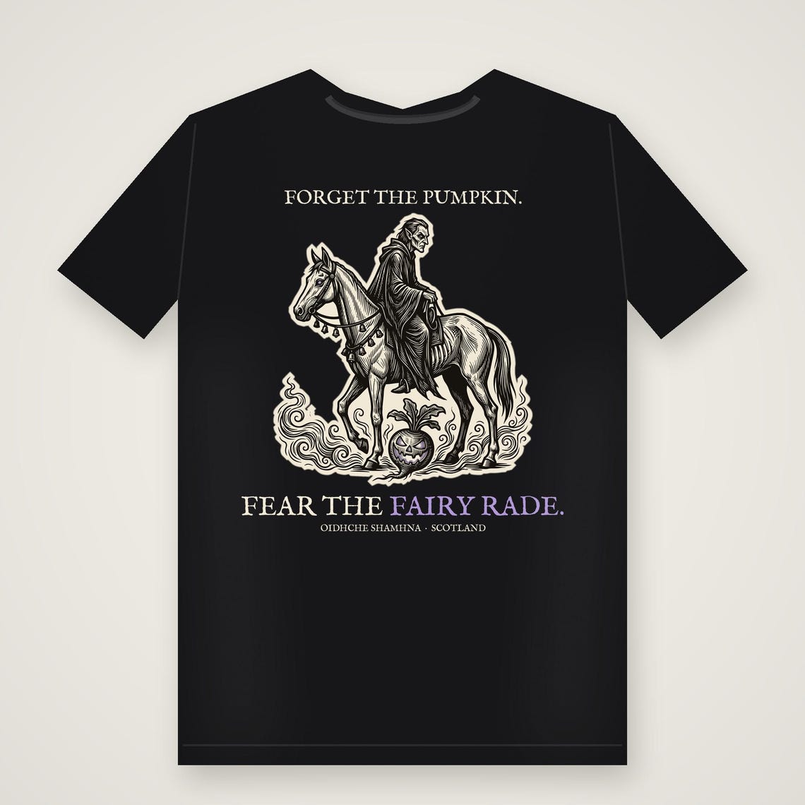 Fairy Rade Halloween T-Shirt, Scottish Folklore Woodcut Print, Samhain Gift