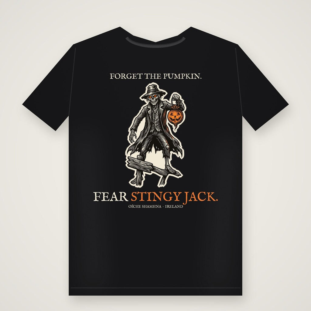 Stingy Jack Halloween T-Shirt, Irish Folklore Woodcut Print, Oíche Shamhna Gift