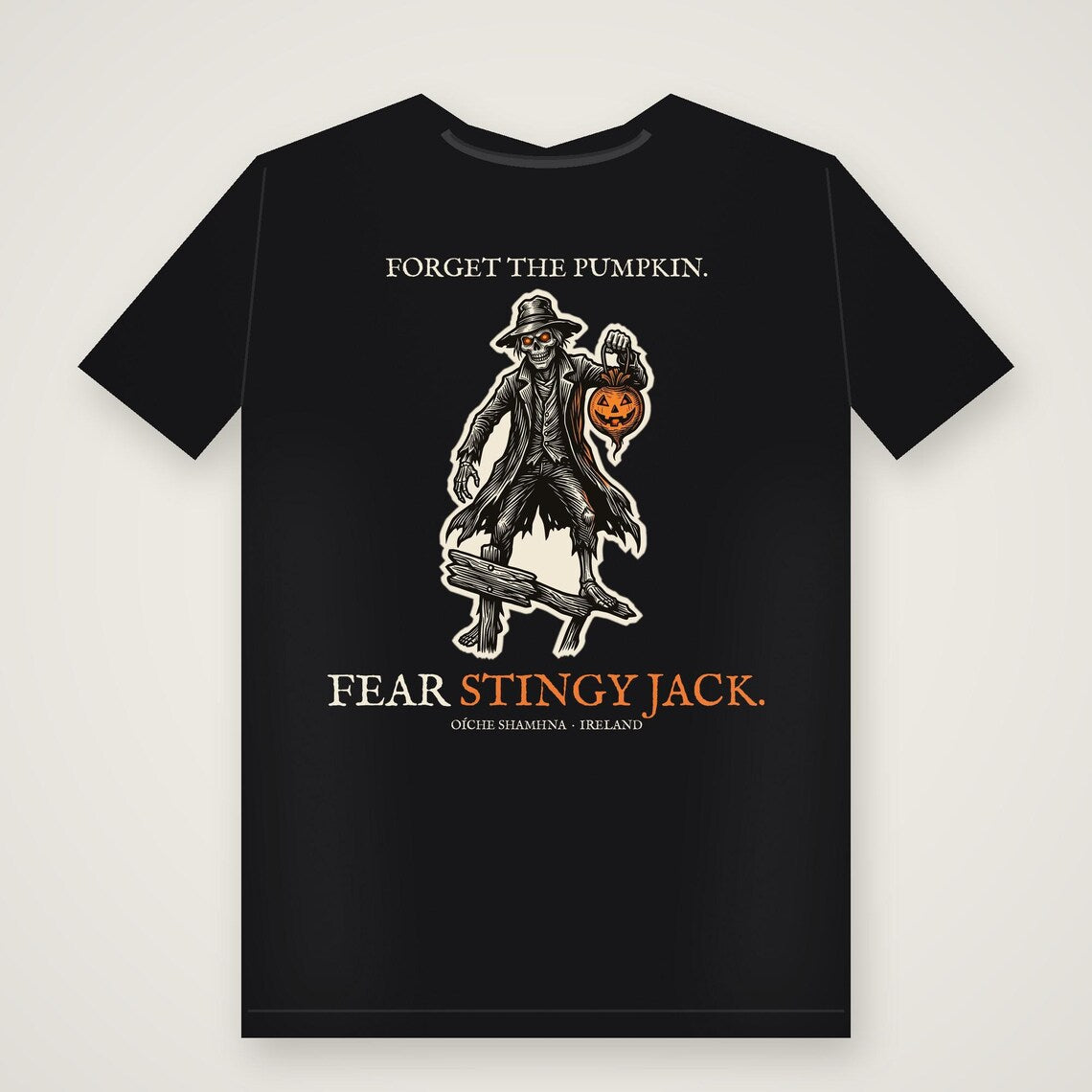 Stingy Jack Halloween T-Shirt, Irish Folklore Woodcut Print, Oíche Shamhna Gift