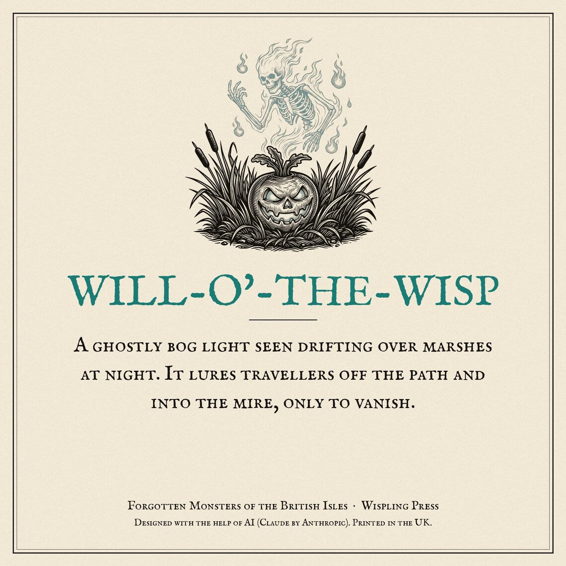 Will o the Wisp Halloween T-Shirt, British Folklore Woodcut Print, Samhain Horror Gift
