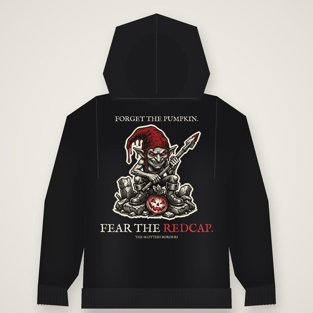Redcap Halloween Hoodie, Scottish Folklore Gothic Horror Print (Woodcut Style)