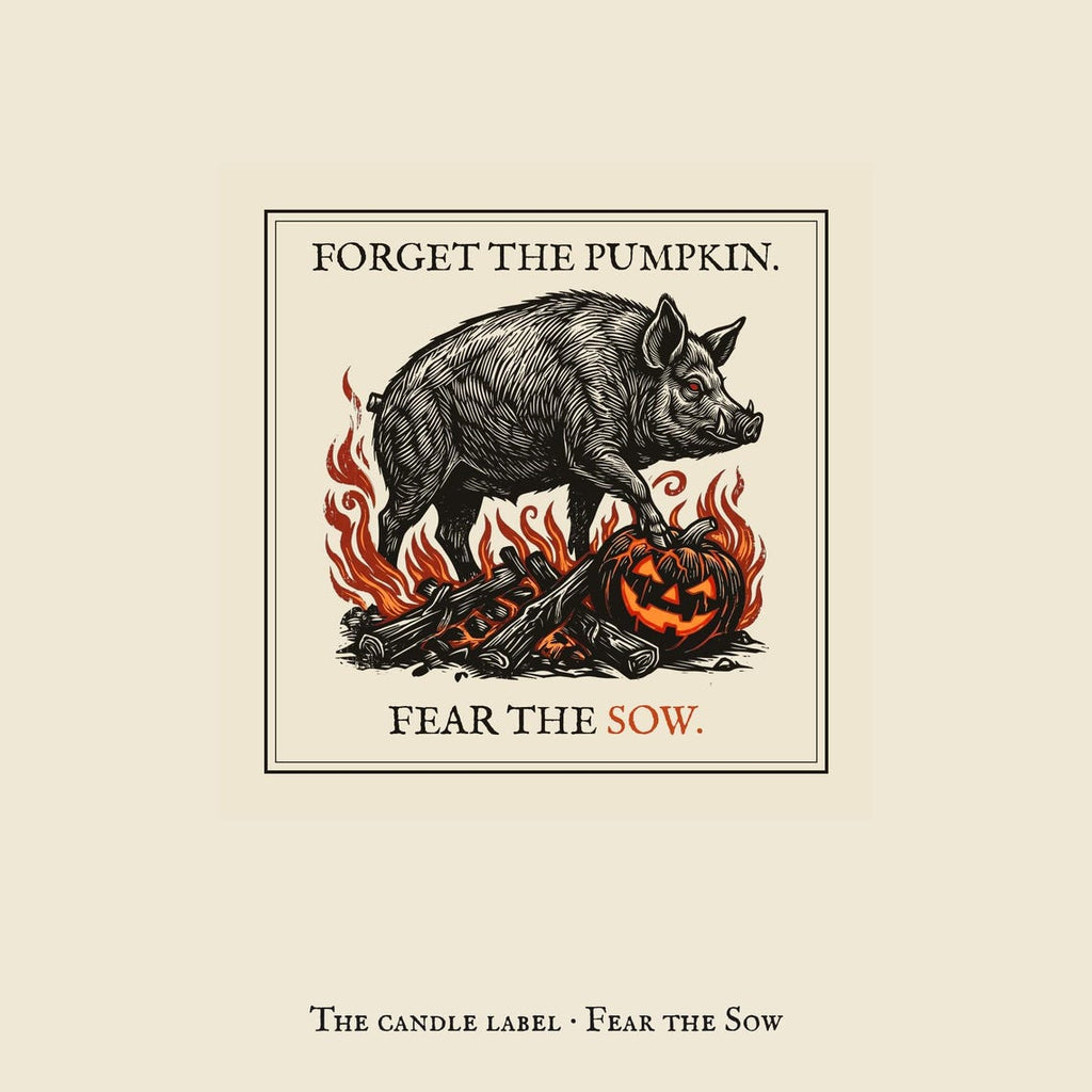 Black Sow Halloween Candle, Autumn Spice Soy Wax, Welsh Folk