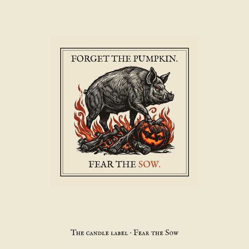 Black Sow Halloween Candle, Autumn Spice Soy Wax, Welsh Folk