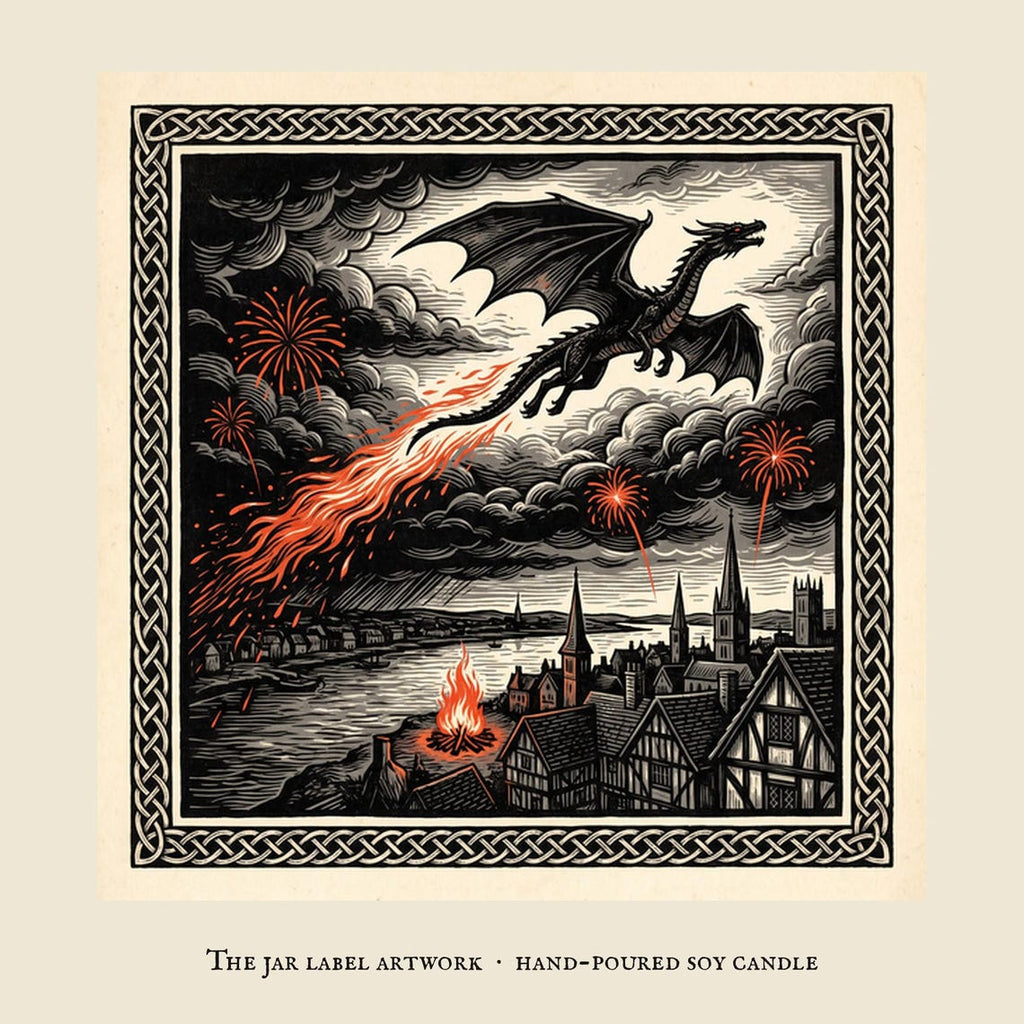 Firedrake Dragon Candle, Bonfire Night Folk Horror Candle, 5th November Gift | Forget The Pumpkin