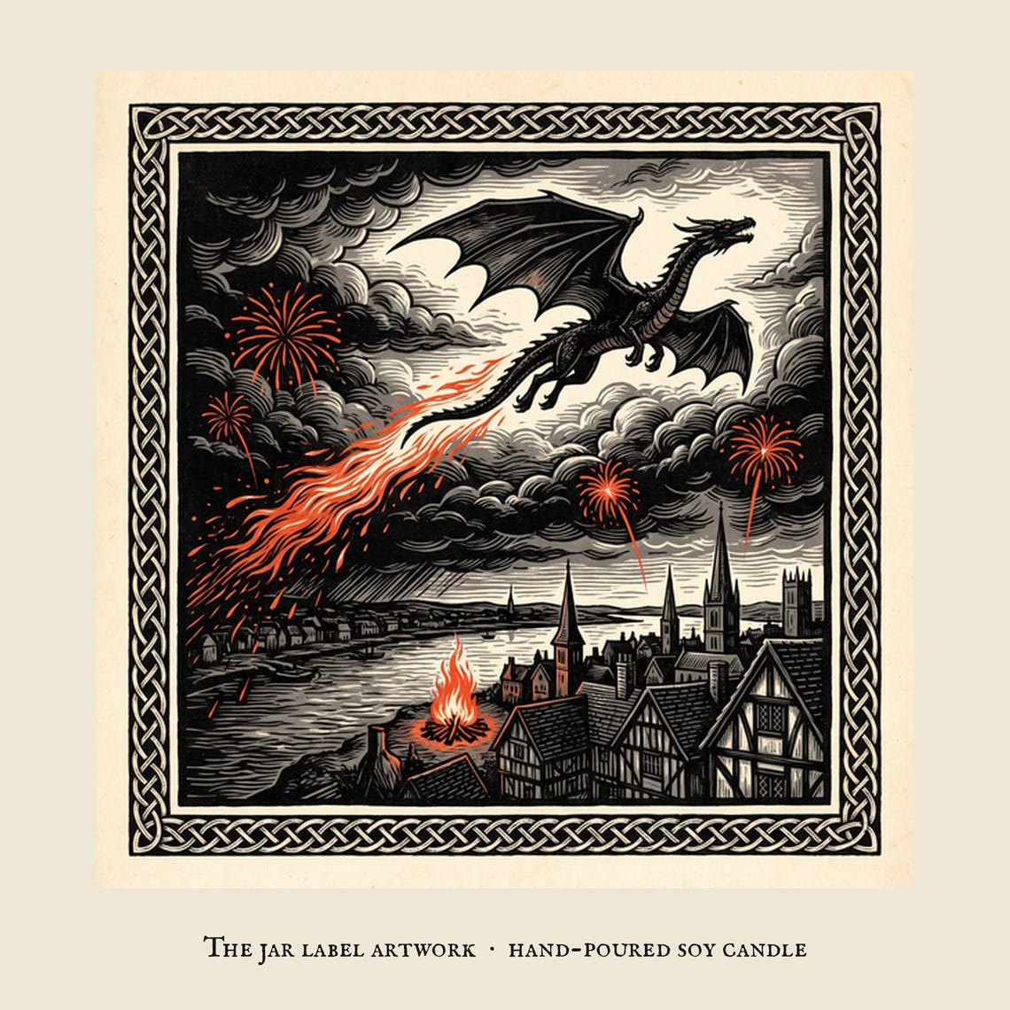 Firedrake Dragon Candle, Bonfire Night Folk Horror Candle, 5th November Gift | Forget The Pumpkin