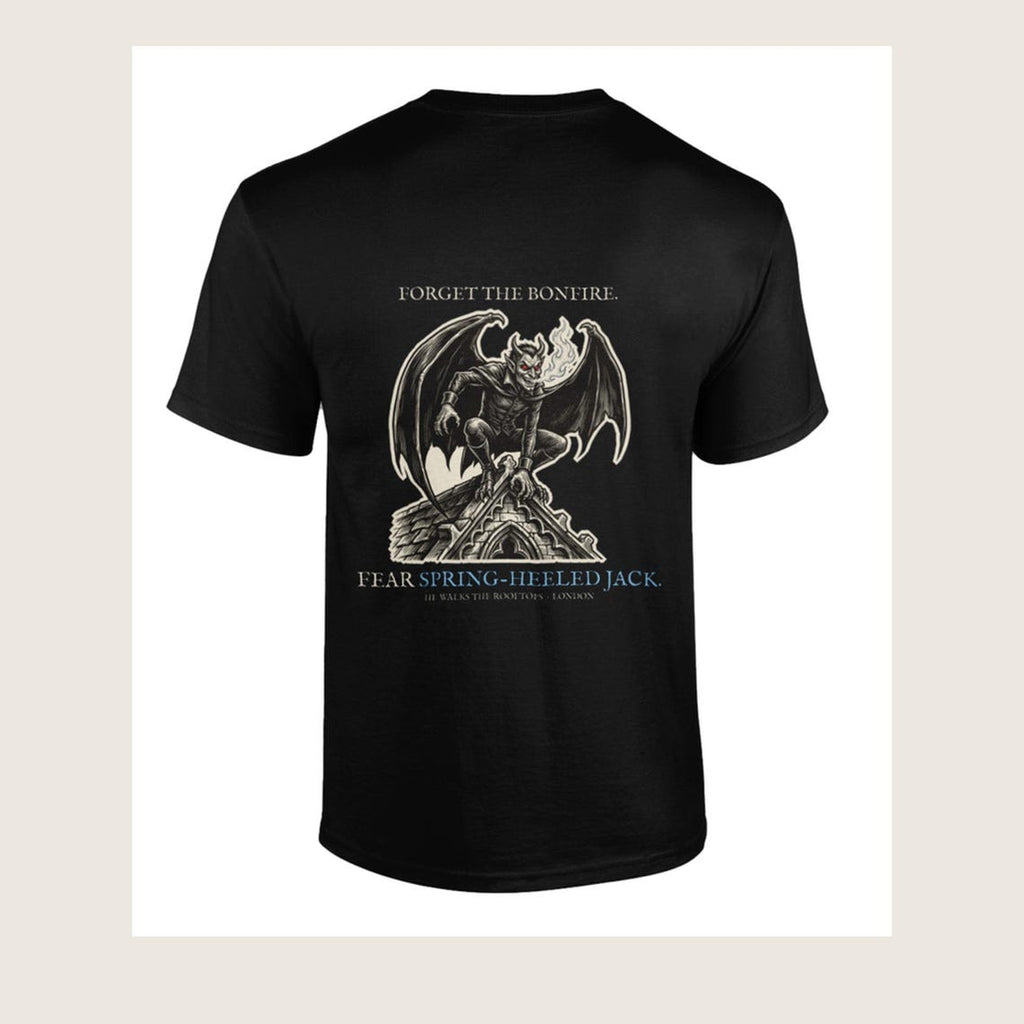 Spring-Heeled Jack T-Shirt, Victorian Folklore Horror, Woodcut Style (100% Cotton)