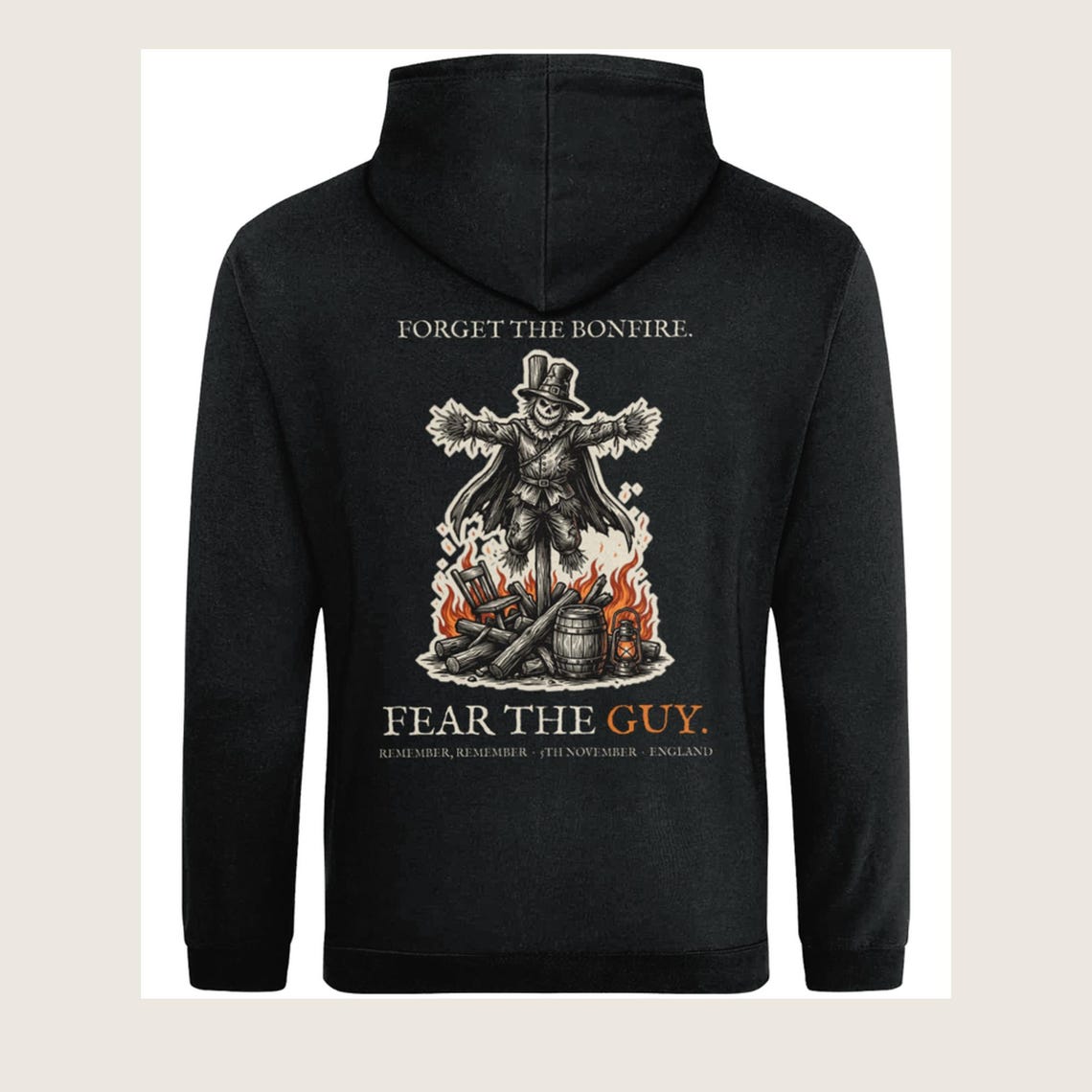 Guy Fawkes Hoodie, Bonfire Night Folk Horror Hoodie, 5th November Gift | Forget The Pumpkin