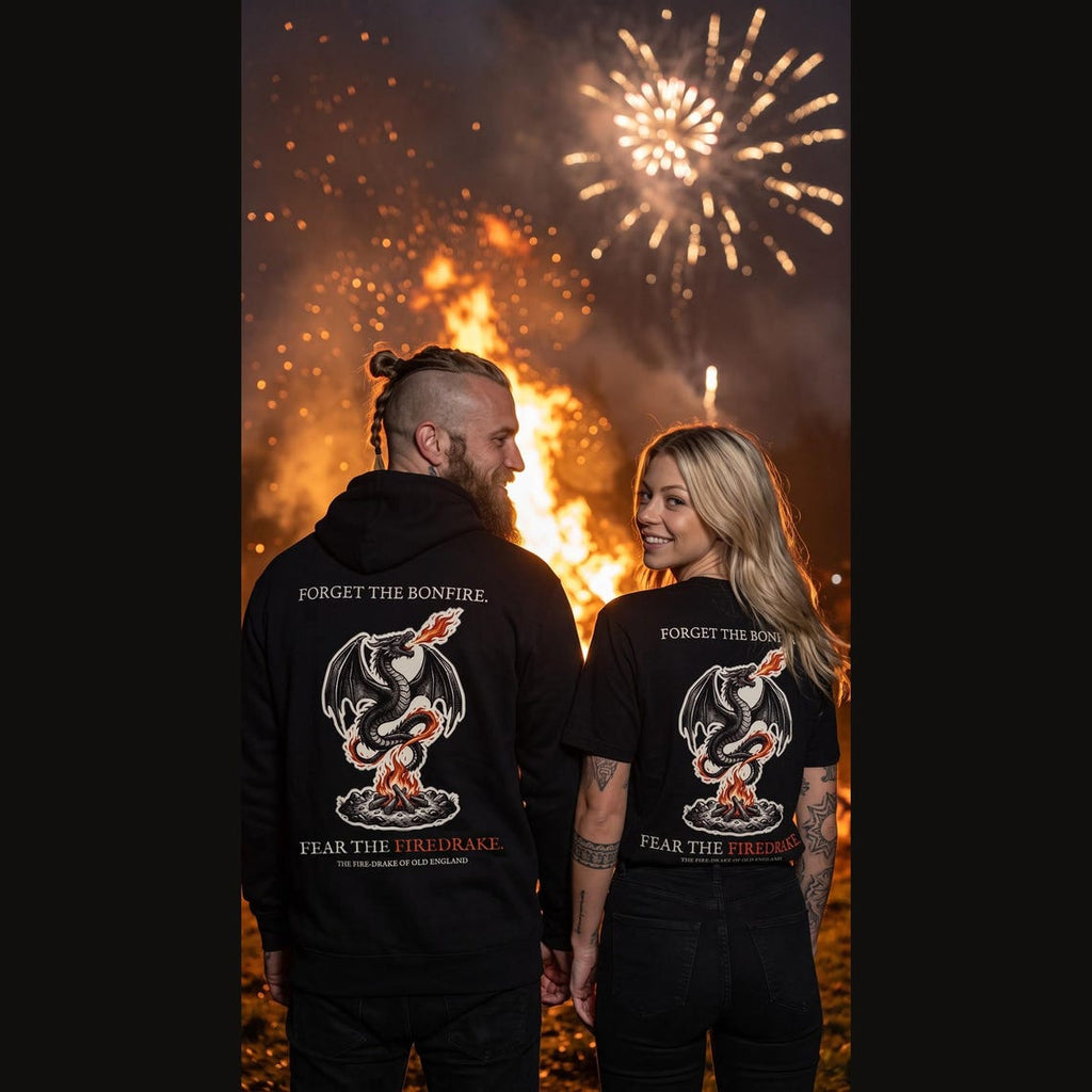 Firedrake Dragon Hoodie, Bonfire Night Folk Horror Hoodie, 5th November Gift | Forget The Pumpkin