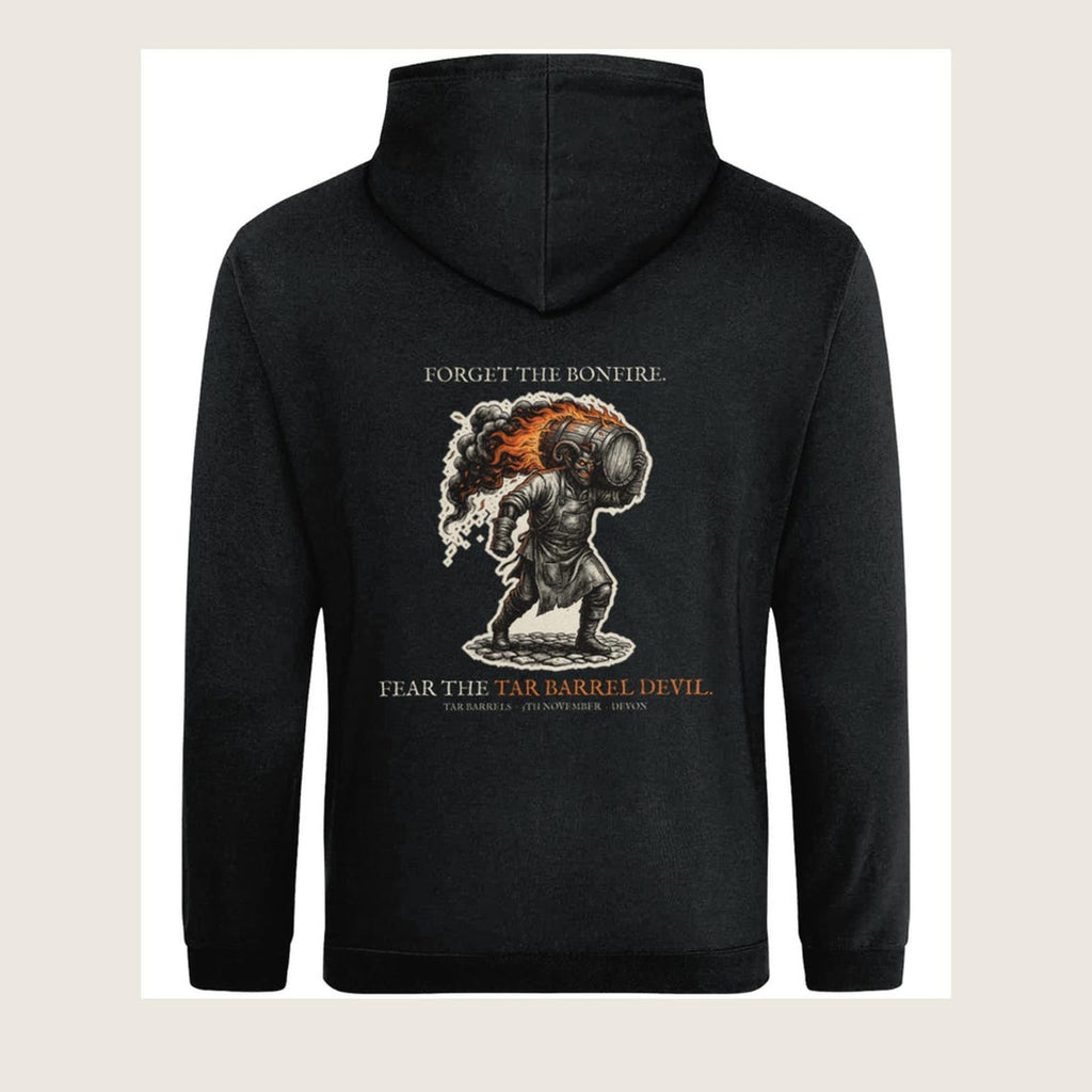 Tar Barrel Devil Hoodie, Bonfire Night Folk Horror Hoodie, 5th November Gift | Forget The Pumpkin