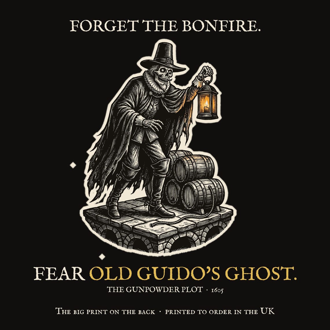 Guy Fawkes Ghost Hoodie, Bonfire Night Folk Horror Hoodie, 5th November Gift | Forget The Pumpkin