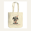 Firedrake Dragon Tote Bag, Bonfire Night Folk Horror, Woodcut Style (Organic Cotton)