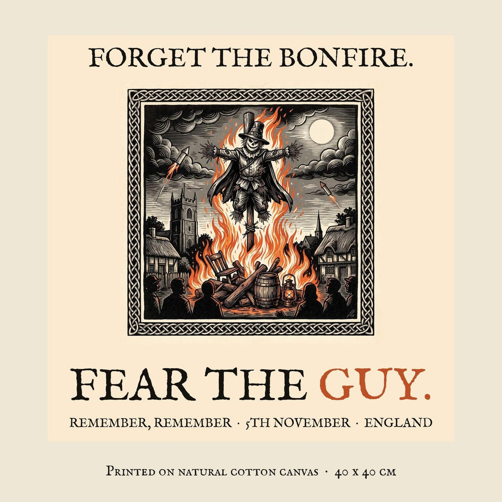 Guy Fawkes Cushion, Bonfire Night Folk Horror Cushion, 5th November Gift | Forget The Pumpkin
