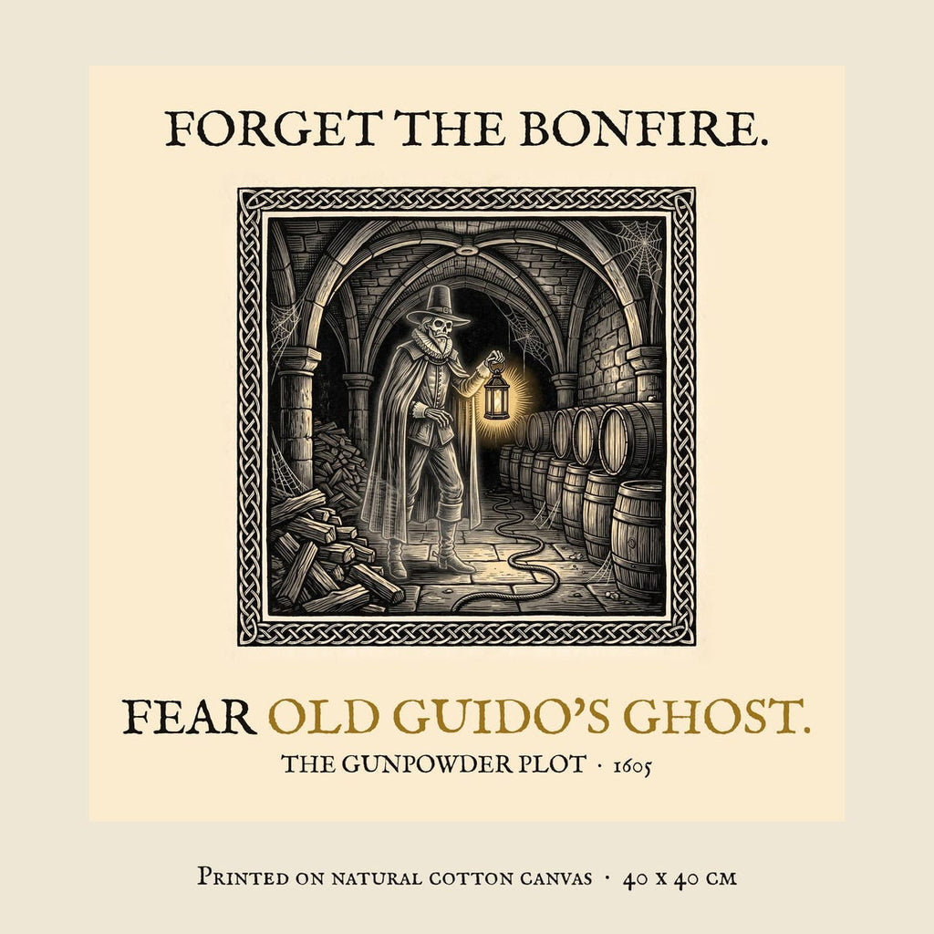 Guy Fawkes Ghost Cushion, Bonfire Night Folk Horror Cushion, 5th November Gift | Forget The Pumpkin