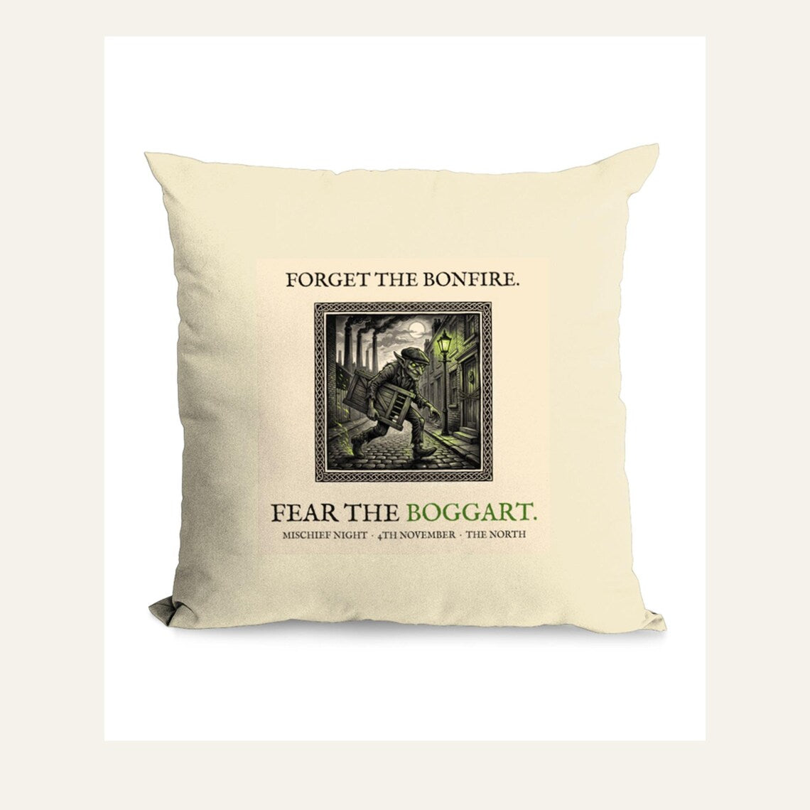 Boggart Cushion, Bonfire Night Folk Horror Cushion, 5th November Gift | Forget The Pumpkin