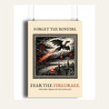 Firedrake Dragon Art Print, Bonfire Night Folk Horror, Woodcut Style (A4 Giclée)