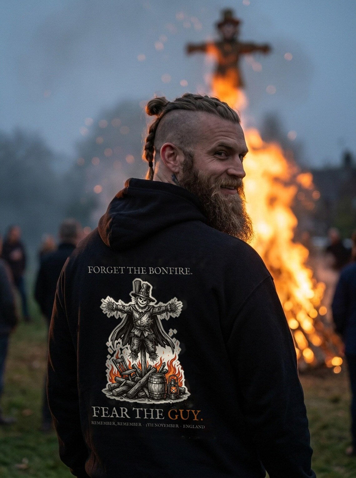 Guy Fawkes Hoodie, Bonfire Night Folk Horror Hoodie, 5th November Gift | Forget The Pumpkin