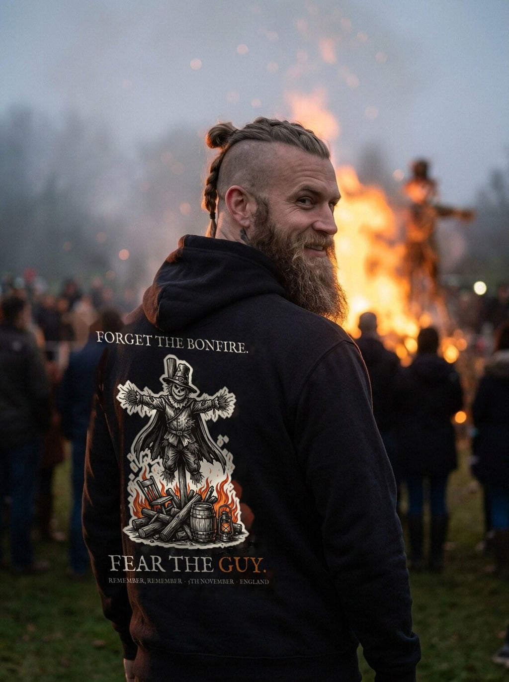 Guy Fawkes Hoodie, Bonfire Night Folk Horror Hoodie, 5th November Gift | Forget The Pumpkin