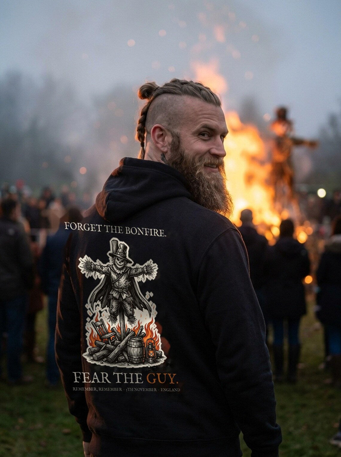Guy Fawkes Hoodie, Bonfire Night Folk Horror Hoodie, 5th November Gift | Forget The Pumpkin