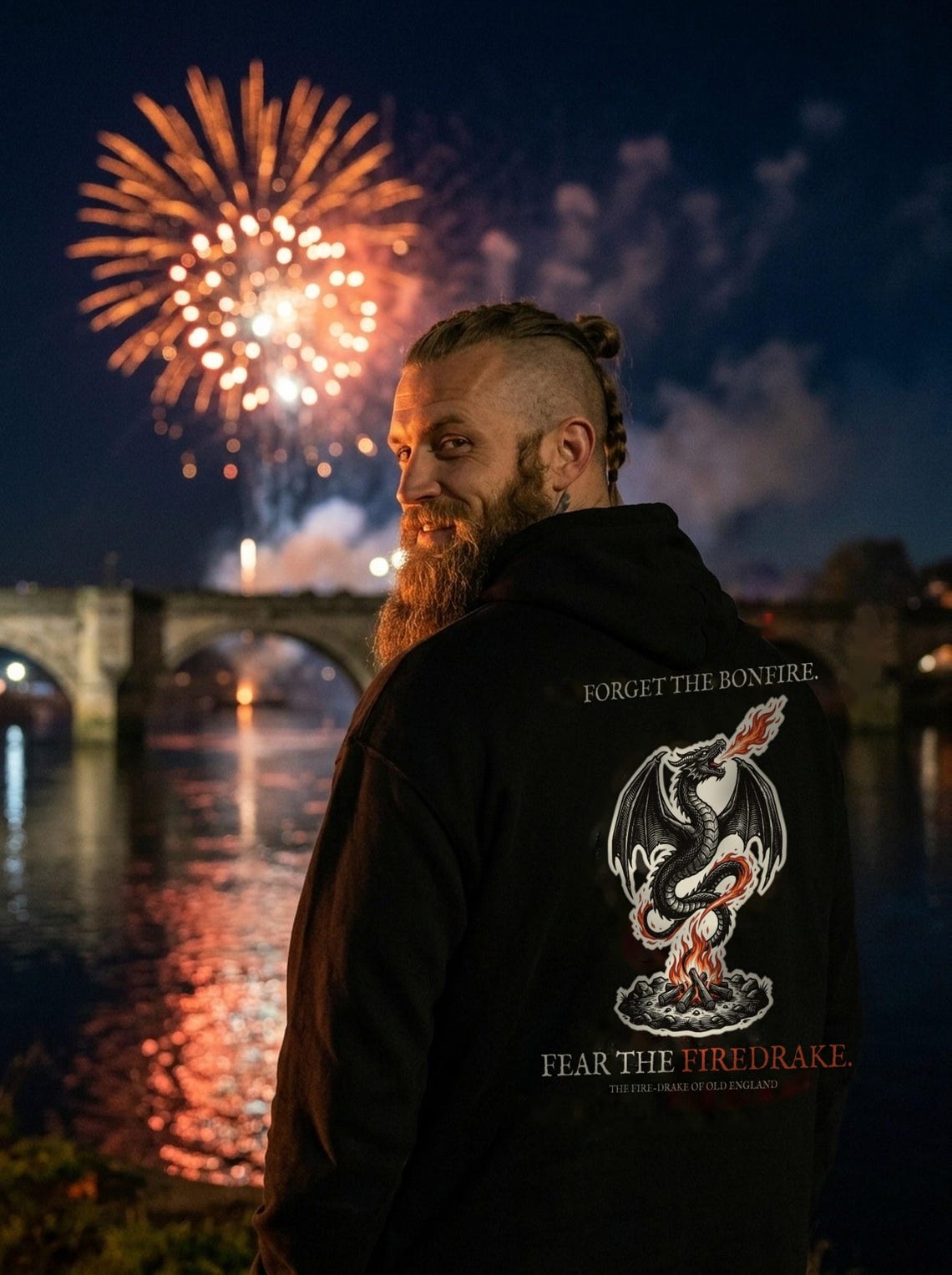 Firedrake Dragon Hoodie, Bonfire Night Folk Horror Hoodie, 5th November Gift | Forget The Pumpkin