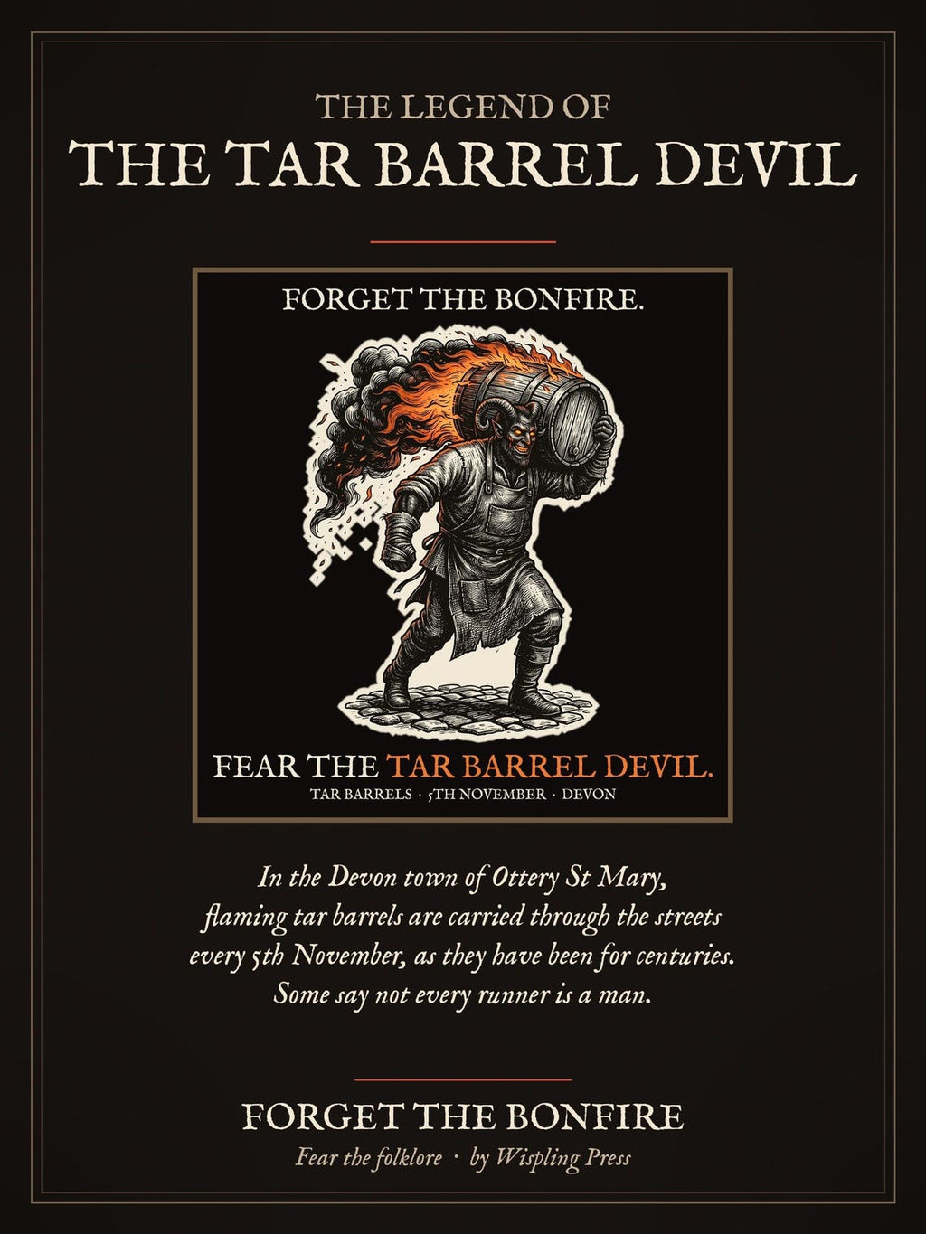 Tar Barrel Devil Hoodie, Bonfire Night Folk Horror Hoodie, 5th November Gift | Forget The Pumpkin