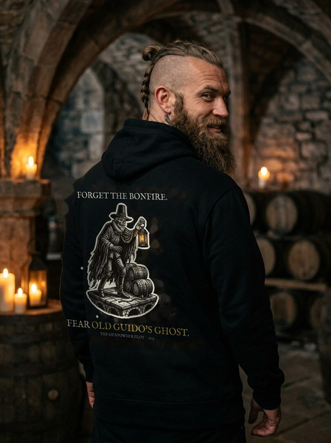 Guy Fawkes Ghost Hoodie, Bonfire Night Folk Horror Hoodie, 5th November Gift | Forget The Pumpkin