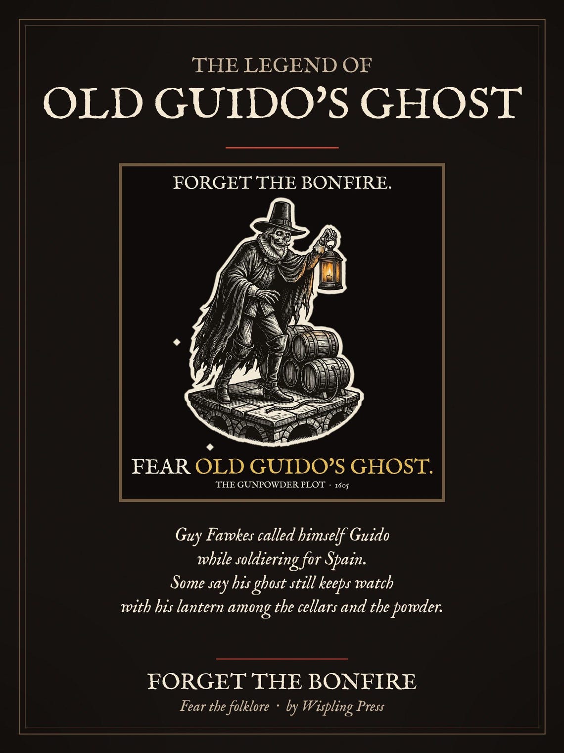 Guy Fawkes Ghost Cushion, Bonfire Night Folk Horror Cushion, 5th November Gift | Forget The Pumpkin