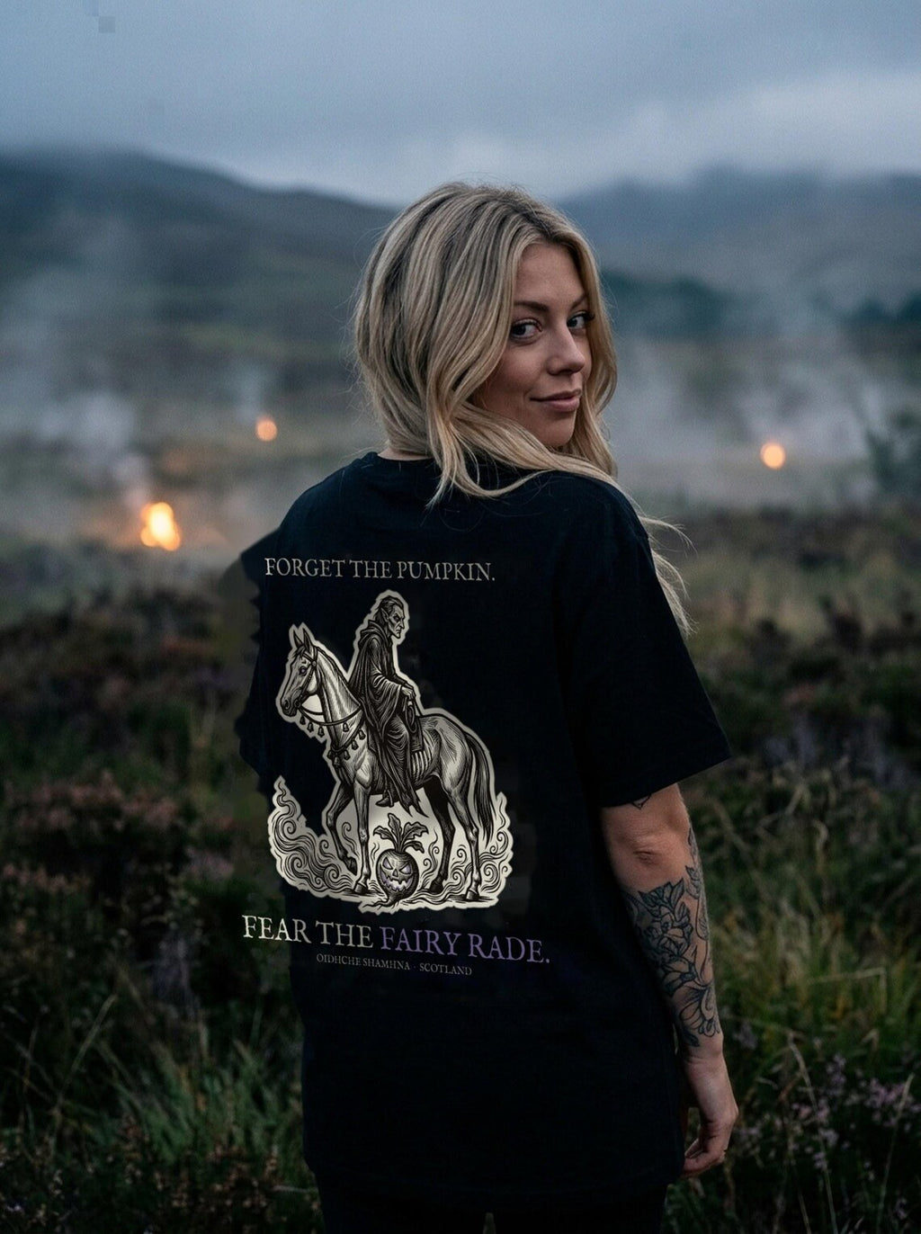 Fairy Rade Halloween T-Shirt, Scottish Folklore Woodcut Print, Samhain Gift
