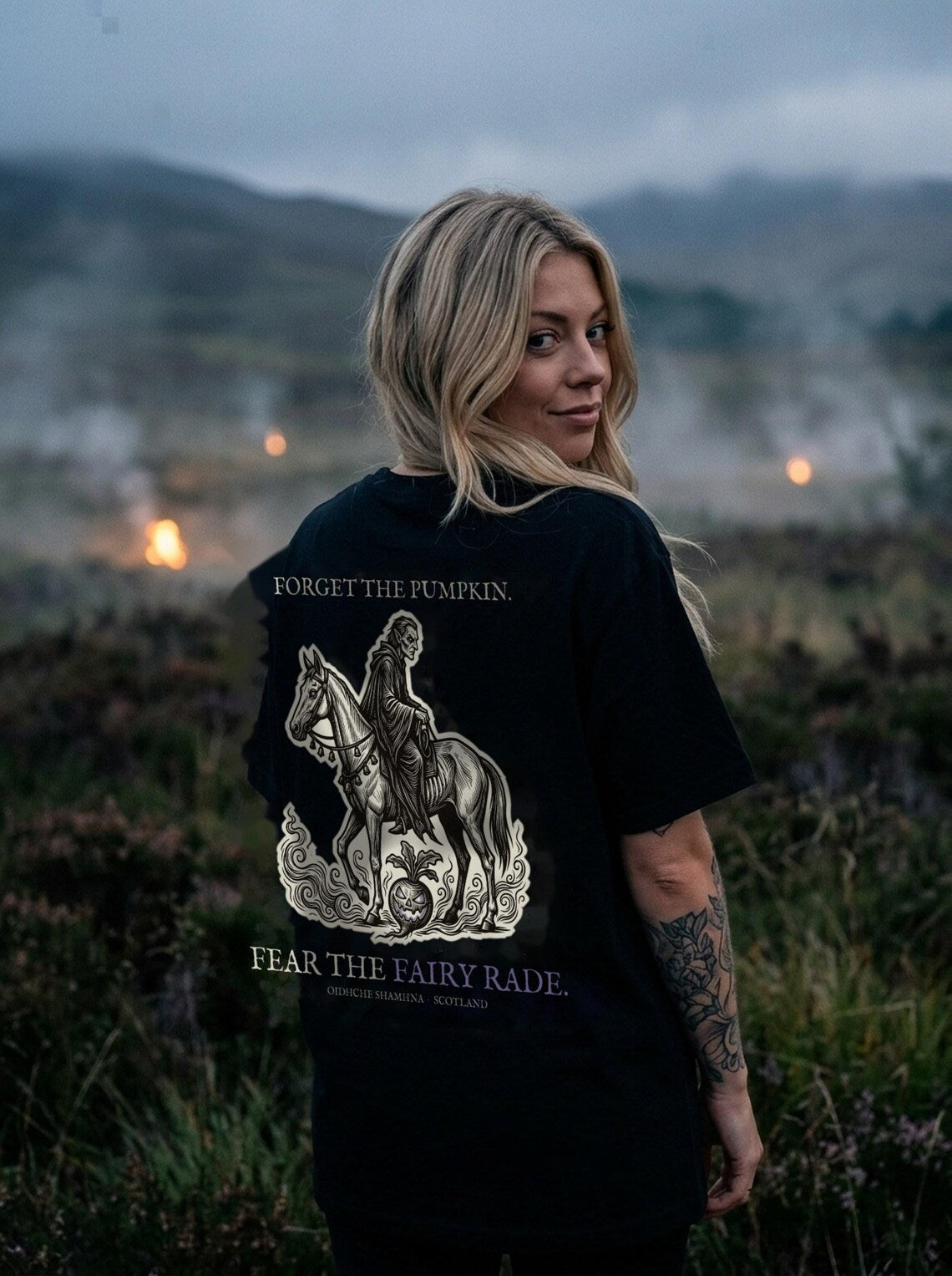 Fairy Rade Halloween T-Shirt, Scottish Folklore Woodcut Print, Samhain Gift