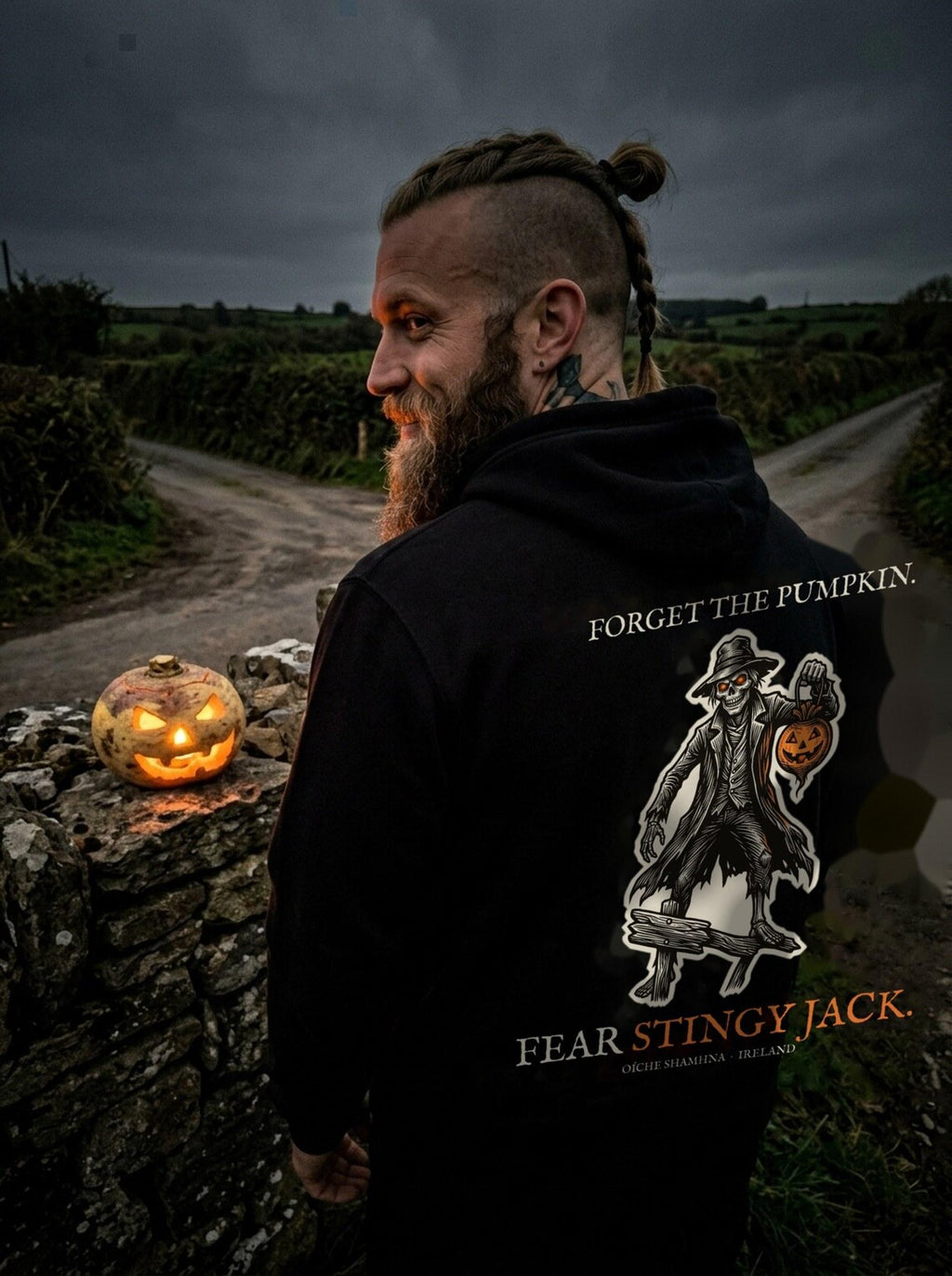 Stingy Jack Halloween Hoodie, Irish Folklore Woodcut Print, Oíche Shamhna Gift