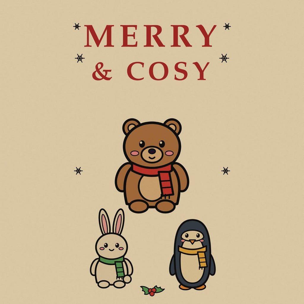 Christmas Stocking, Teddy Bear Bunny Penguin Burlap Stocking, Printed in the UK