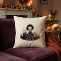 Gothic Halloween Cushion Cover, Ghosts, Black Cat Tea Party (40cm Cotton)