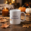 Spooky Halloween Mug, Ghost, Black Cat, Pumpkin, Stay Spooky (11oz Ceramic)