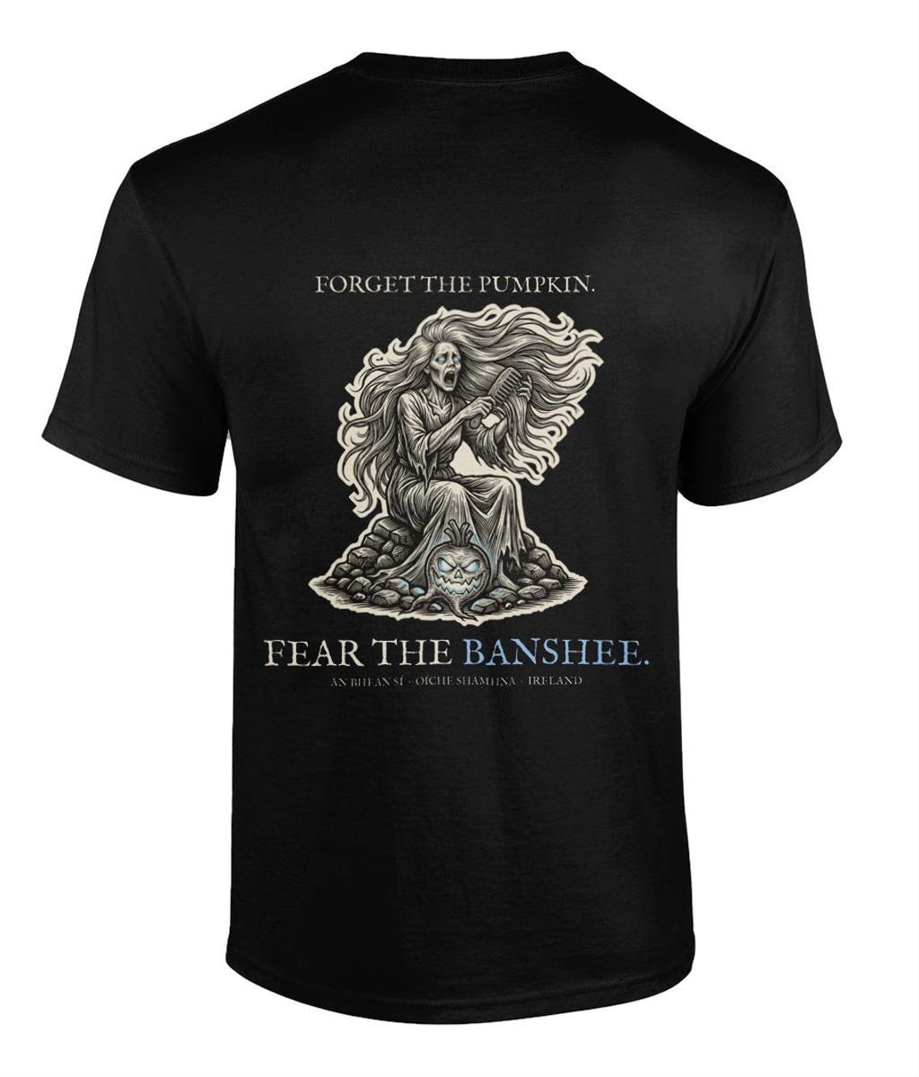 Banshee Bean Sí Halloween T-Shirt, Irish Folklore Woodcut Pr