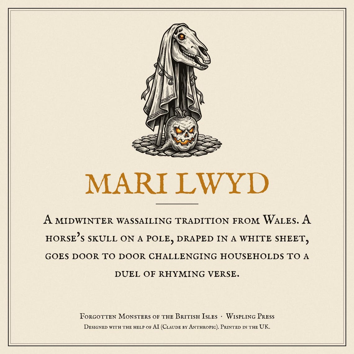 Mari Lwyd Welsh Folklore T-Shirt, Woodcut Print, Wassail Gift