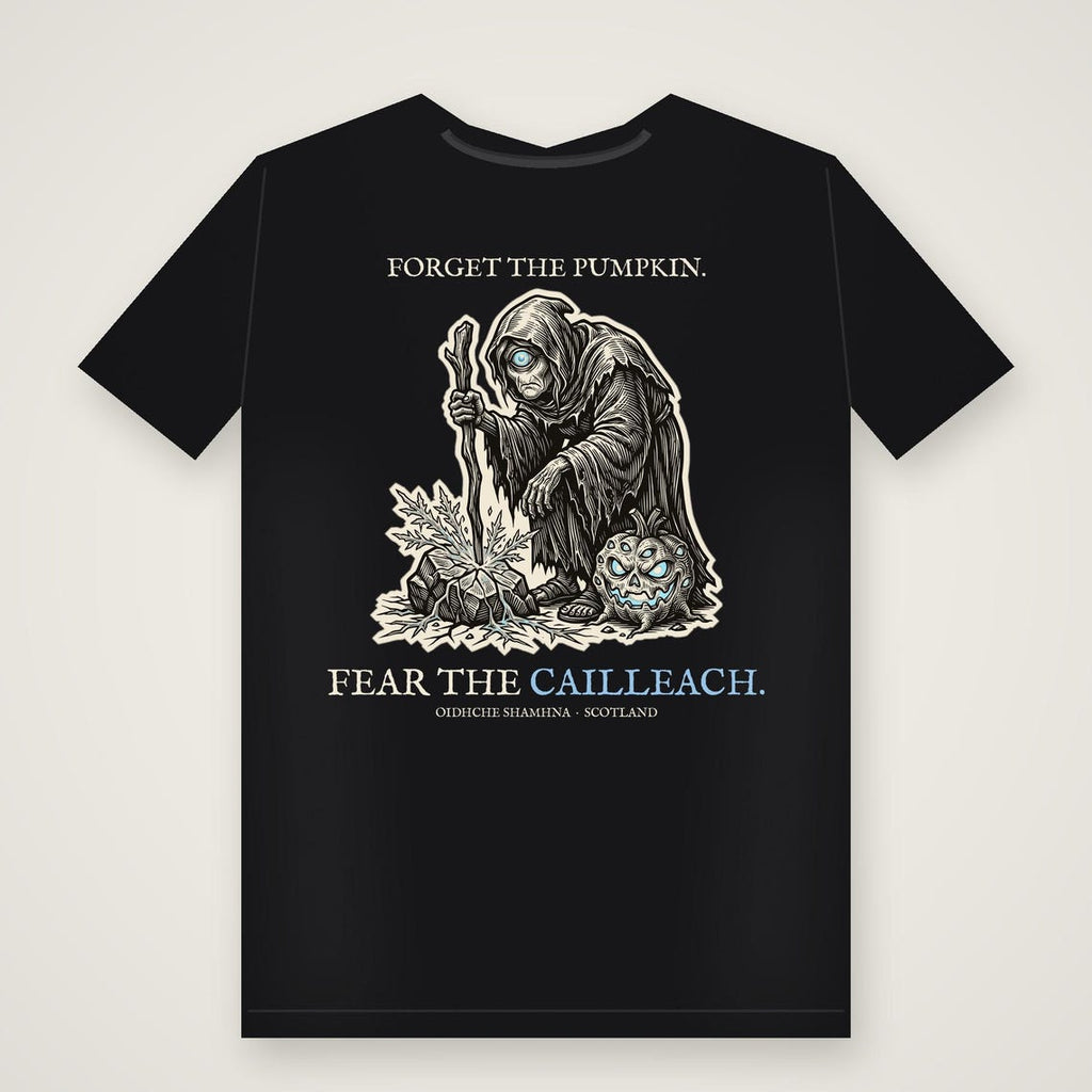 Cailleach Halloween T-Shirt, Scottish Folklore Woodcut Print, Samhain Horror Gift