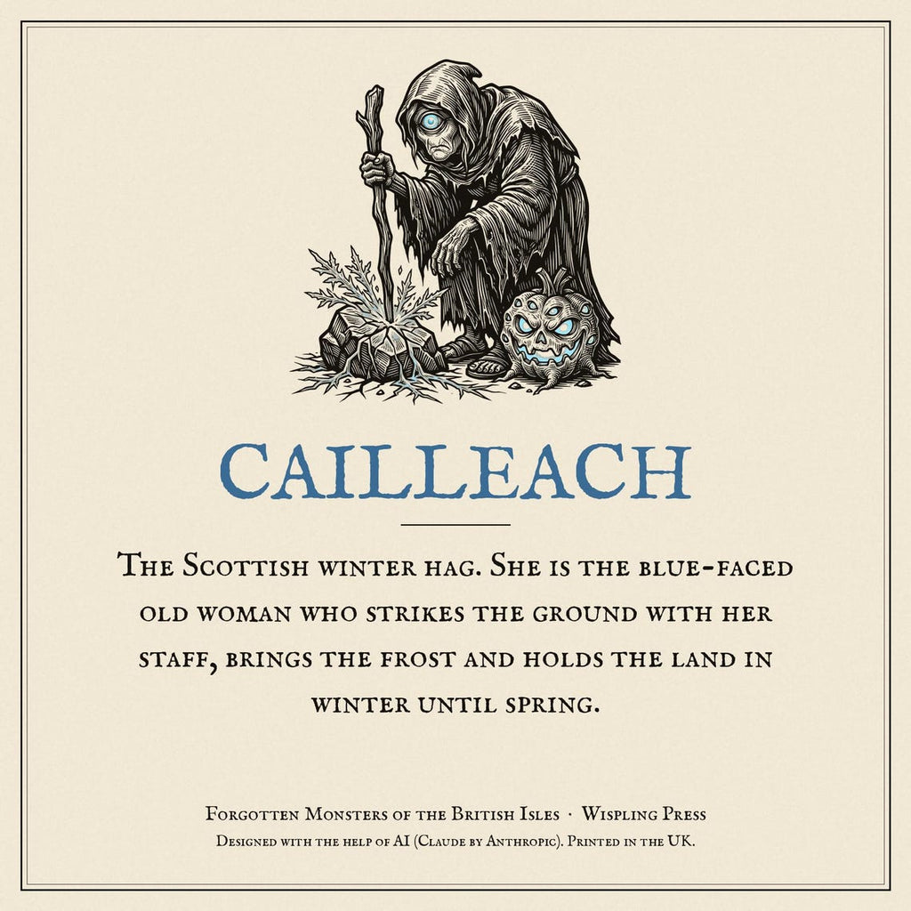 Cailleach Halloween T-Shirt, Scottish Folklore Woodcut Print, Samhain Horror Gift