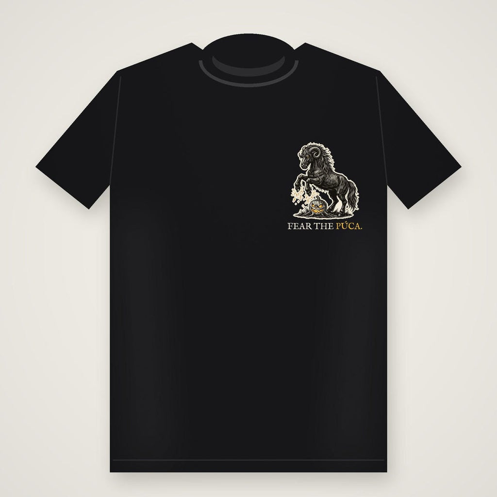 Irish Folklore Púca Halloween T-Shirt, Woodcut Style, Samhain Gift