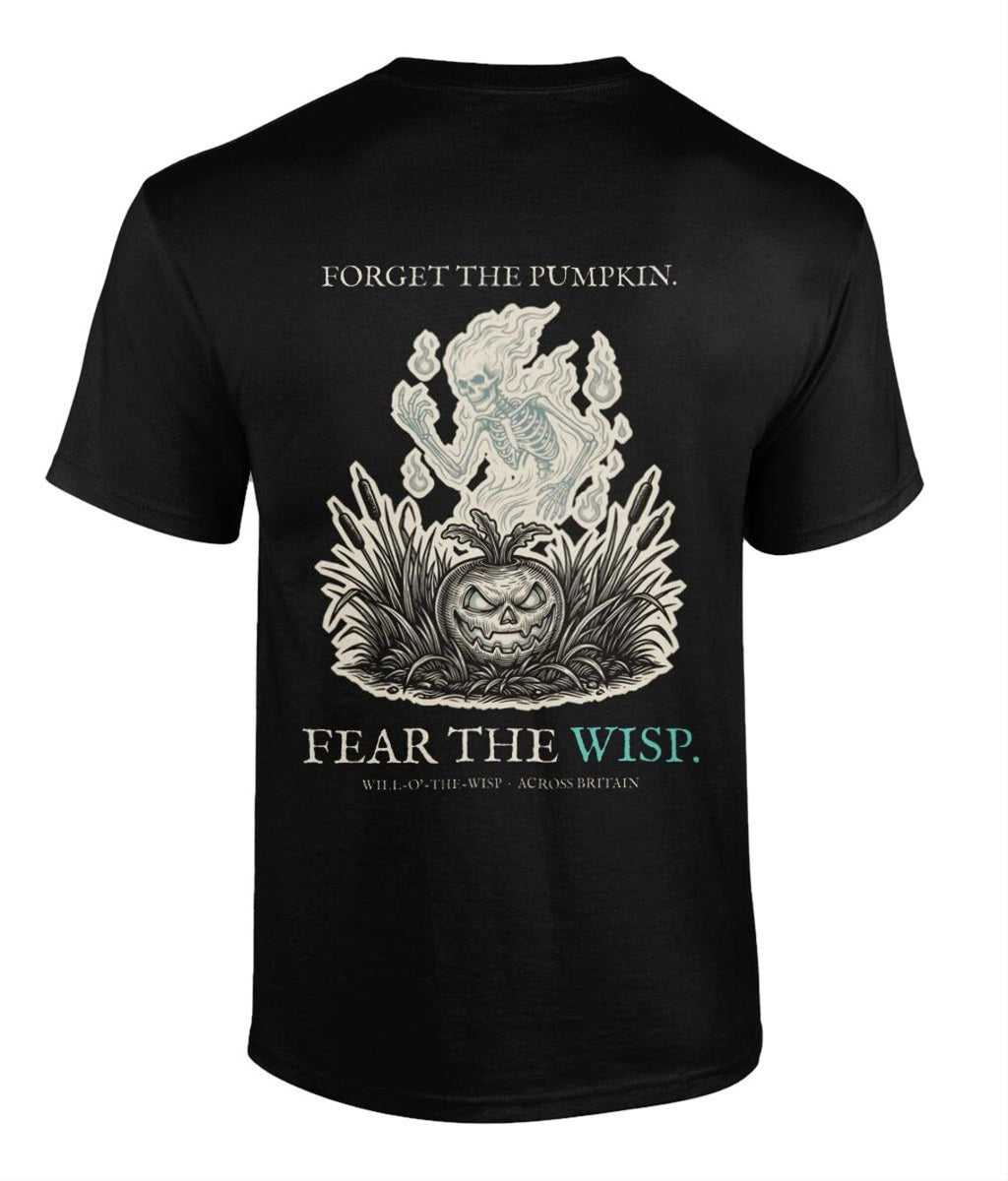 Will o the Wisp Halloween T-Shirt, British Folklore Woodcut Print, Samhain Horror Gift