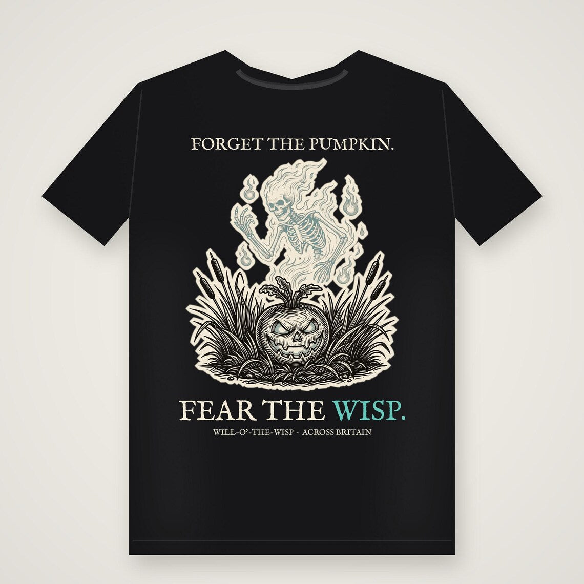 Will o the Wisp Halloween T-Shirt, British Folklore Woodcut Print, Samhain Horror Gift
