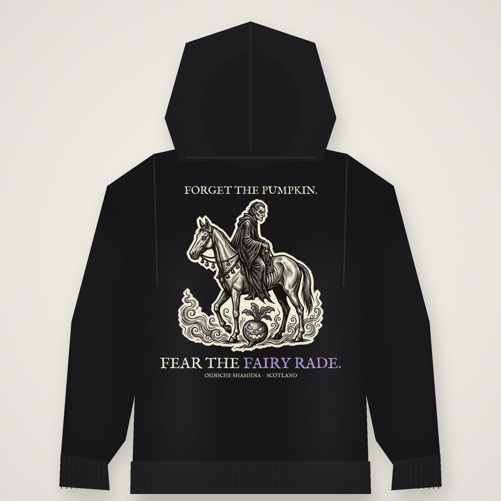 Fairy Rade Halloween Hoodie, Scottish Folklore Woodcut Print, Samhain Gift