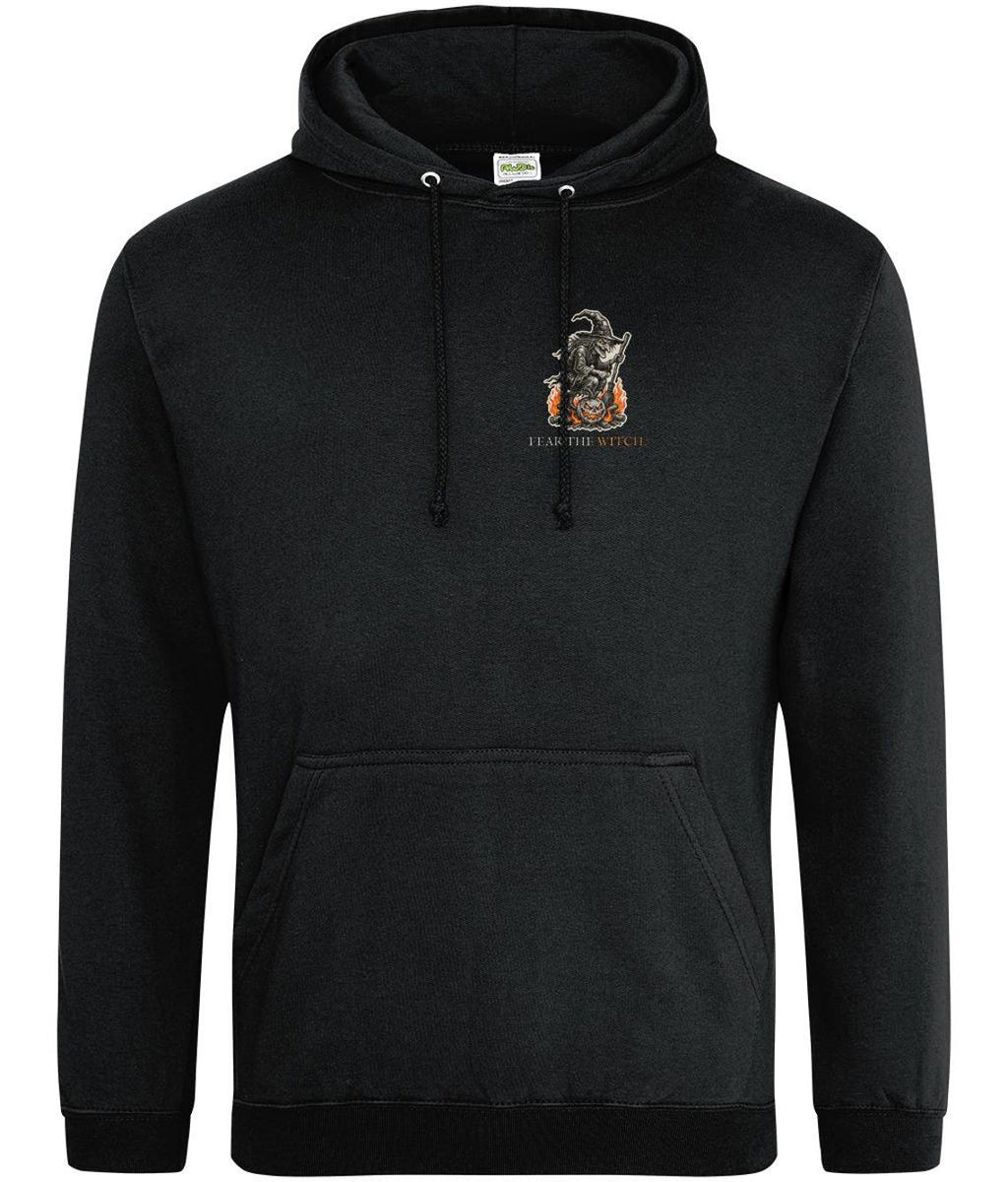 Jinny the Witch Halloween Hoodie, Manx Folklore Woodcut Print, Hop-tu-Naa Gift