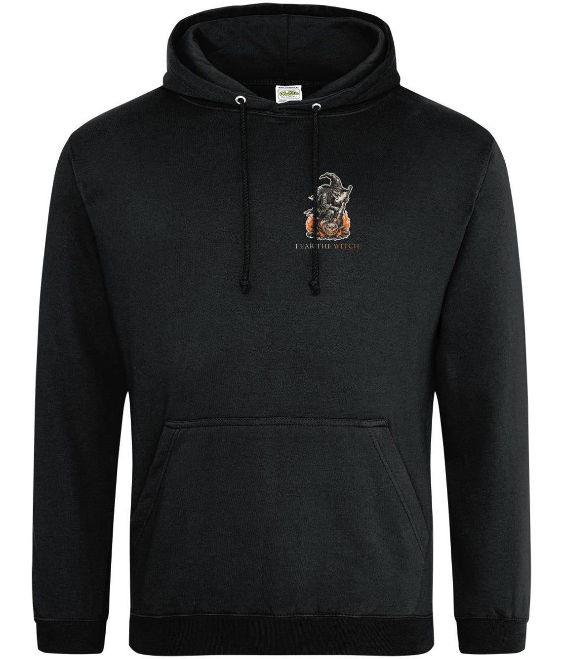 Jinny the Witch Halloween Hoodie, Manx Folklore Woodcut Print, Hop-tu-Naa Gift
