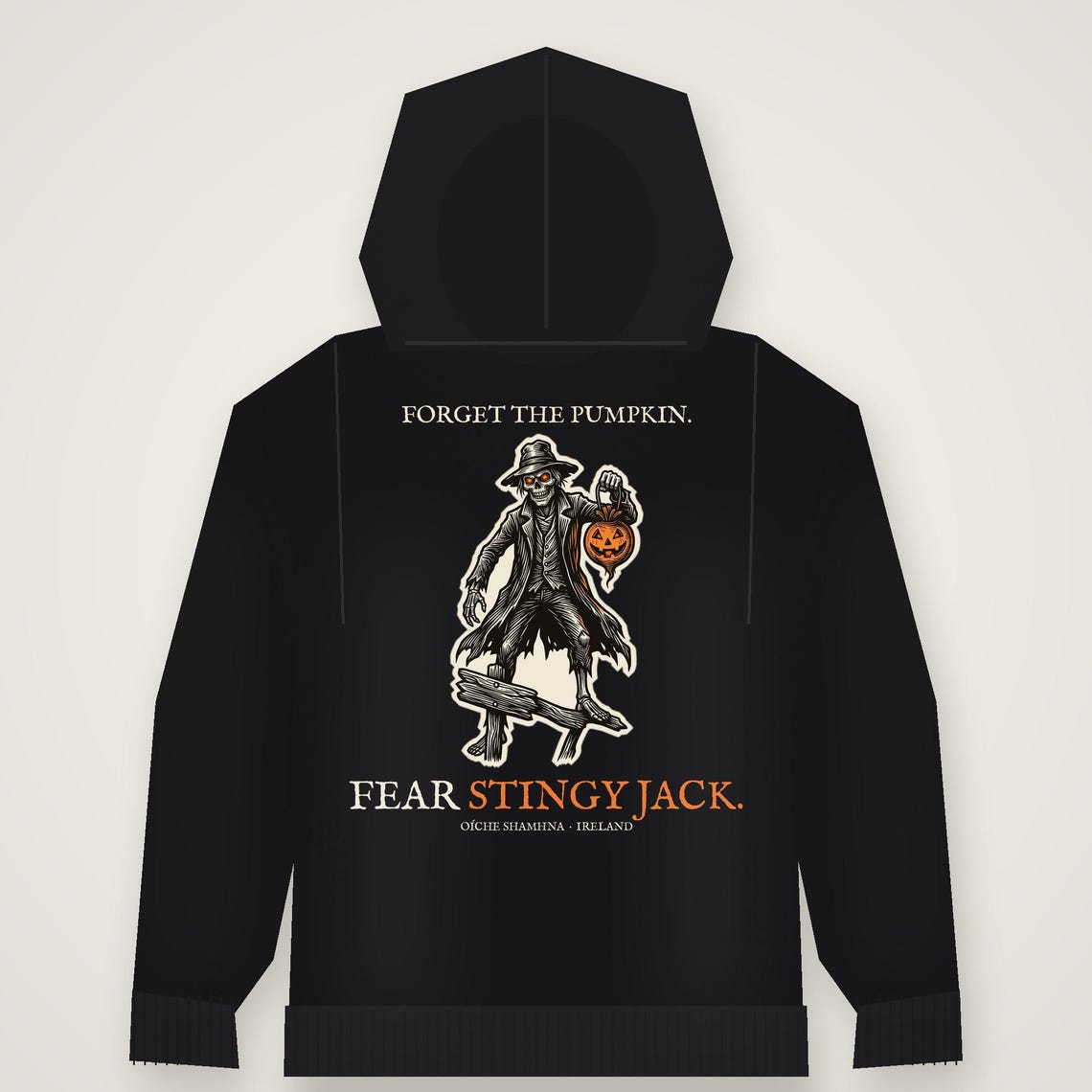 Stingy Jack Halloween Hoodie, Irish Folklore Woodcut Print, Oíche Shamhna Gift